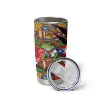 Patriotic Coqui Frog Football Tumbler Cup 250 Years of Freedom Puerto Rico Flag Stand