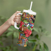Patriotic Coqui Frog Football Tumbler With Handle 250 Years of Freedom Puerto Rico Flag Stand