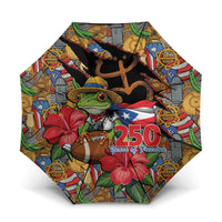 Patriotic Coqui Frog Football Umbrella 250 Years of Freedom Puerto Rico Flag Stand