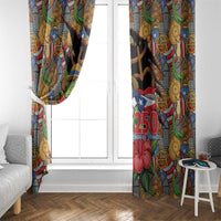 Patriotic Coqui Frog Football Window Curtain 250 Years of Freedom Puerto Rico Flag Stand