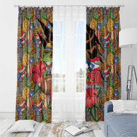 Patriotic Coqui Frog Football Window Curtain 250 Years of Freedom Puerto Rico Flag Stand