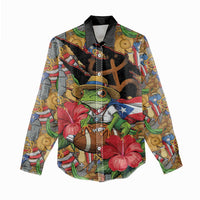Patriotic Coqui Frog Football Women Casual Shirt 250 Years of Freedom Puerto Rico Flag Stand