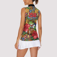 Patriotic Coqui Frog Football Women Sleeveless Polo Shirt 250 Years of Freedom Puerto Rico Flag Stand
