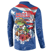 Puerto Rican Coquí Football Button Sweatshirt Here For The Benito Bowl