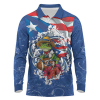 Puerto Rican Coquí Football Long Sleeve Polo Shirt Here For The Benito Bowl