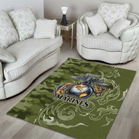 Montford Point Marines Area Rug Flame Fire Military Green Camo
