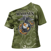Montford Point Marines Cross Shoulder Shirt Flame Fire Military Green Camo