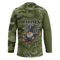 Montford Point Marines Hockey Jersey Flame Fire Military Green Camo