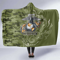 Montford Point Marines Hooded Blanket Flame Fire Military Green Camo