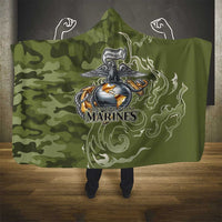 Montford Point Marines Hooded Blanket Flame Fire Military Green Camo