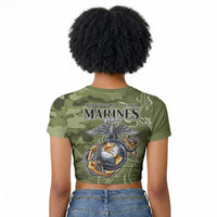 Montford Point Marines Raglan Cropped T shirt Flame Fire Military Green Camo