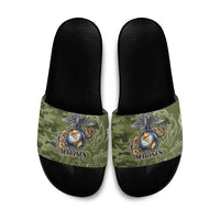 Montford Point Marines Slide Sandals Flame Fire Military Green Camo