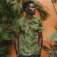Montford Point Marines T shirt Flame Fire Military Green Camo