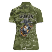 Montford Point Marines Women Polo Shirt Flame Fire Military Green Camo