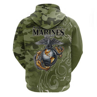 Montford Point Marines Zip Hoodie Flame Fire Military Green Camo