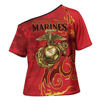 Montford Point Marines Cross Shoulder Shirt Flame Fire Military Red Camo