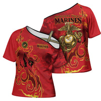 Montford Point Marines Cross Shoulder Shirt Flame Fire Military Red Camo