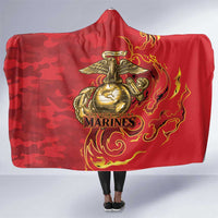 Montford Point Marines Hooded Blanket Flame Fire Military Red Camo