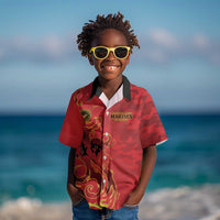 Montford Point Marines Kid Hawaiian Shirt Flame Fire Military Red Camo