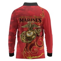 Montford Point Marines Long Sleeve Polo Shirt Flame Fire Military Red Camo