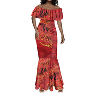 Montford Point Marines Mermaid Dress Flame Fire Military Red Camo