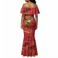 Montford Point Marines Mermaid Dress Flame Fire Military Red Camo
