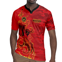 Montford Point Marines Rugby Jersey Flame Fire Military Red Camo