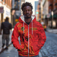 Montford Point Marines Zip Hoodie Flame Fire Military Red Camo