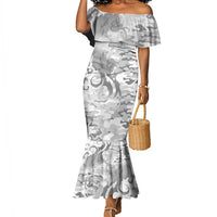 Montford Point Marines Mermaid Dress Flame Fire Military White Camo