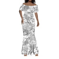 Montford Point Marines Mermaid Dress Flame Fire Military White Camo