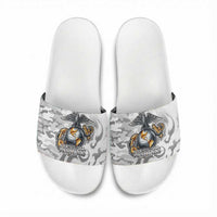 Montford Point Marines Slide Sandals Flame Fire Military White Camo
