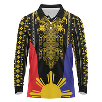 Afro Pinoy Blackapino Half Black Filipino Long Sleeve Polo Shirt