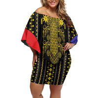 Afro Pinoy Blackapino Half Black Filipino Off Shoulder Short Dress