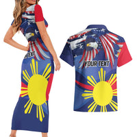 Personalized American Grown With Filipino Roots Couples Matching Short Sleeve Bodycon Dress and Hawaiian Shirt