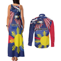 Personalized American Grown With Filipino Roots Couples Matching Tank Maxi Dress and Long Sleeve Button Shirt