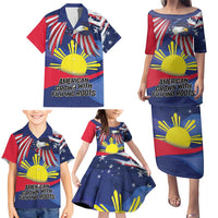 Personalized American Grown With Filipino Roots Family Matching Puletasi and Hawaiian Shirt