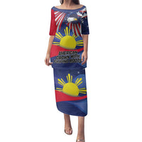 Personalized American Grown With Filipino Roots Family Matching Puletasi and Hawaiian Shirt