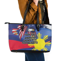 Personalized American Grown With Filipino Roots Leather Tote Bag