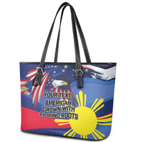 Personalized American Grown With Filipino Roots Leather Tote Bag