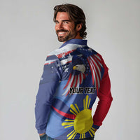 Personalized American Grown With Filipino Roots Long Sleeve Polo Shirt