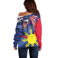 Personalized American Grown With Filipino Roots Off Shoulder Sweater
