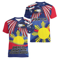 Personalized American Grown With Filipino Roots Women V-Neck T-Shirt