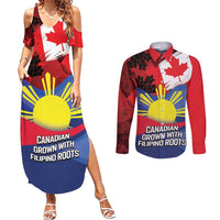Personalized Canadian Grown With Filipino Roots Couples Matching Summer Maxi Dress and Long Sleeve Button Shirt