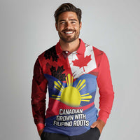 Personalized Canadian Grown With Filipino Roots Long Sleeve Polo Shirt