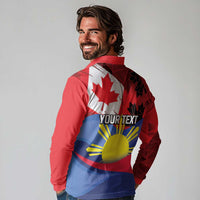 Personalized Canadian Grown With Filipino Roots Long Sleeve Polo Shirt