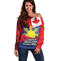 Personalized Canadian Grown With Filipino Roots Off Shoulder Sweater