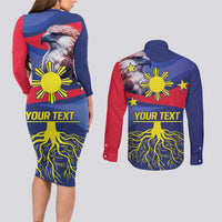 Personalized Filipino Roots Philippines Heritage Couples Matching Long Sleeve Bodycon Dress and Long Sleeve Button Shirt