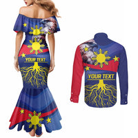 Personalized Filipino Roots Philippines Heritage Couples Matching Mermaid Dress and Long Sleeve Button Shirt