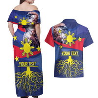 Personalized Filipino Roots Philippines Heritage Couples Matching Off Shoulder Maxi Dress and Hawaiian Shirt