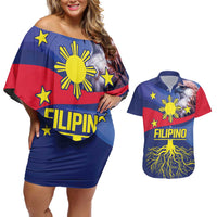 Personalized Filipino Roots Philippines Heritage Couples Matching Off Shoulder Short Dress and Hawaiian Shirt